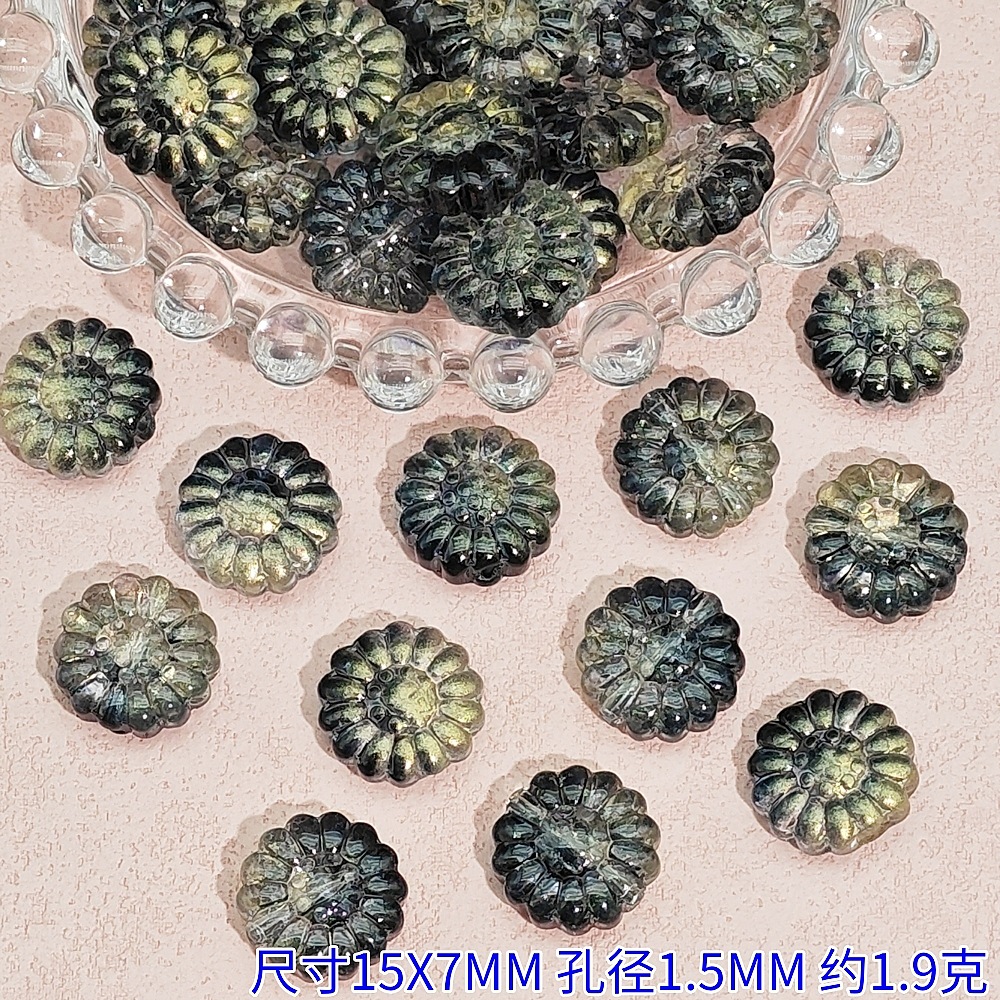 diy handcrafted glass sunflower straight-hole sunflower accessories, hairpins, bracelets, necklaces, beaded material jewelry undefined