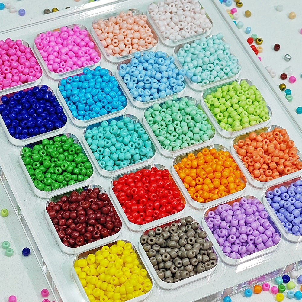 Glass solid color baked paint rice bead bracelet, loose bead material, diy handcrafted bead necklace, bead jewelry accessories wholesale Specification image
