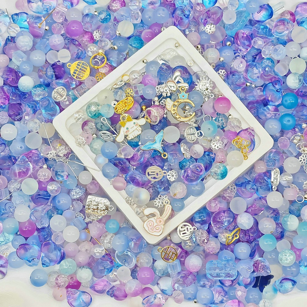 Weigh the scattered beads by jin (4-10MM), mixed color glazed beads, peach blossoms, starry sea, purple Qi Coming from the East, mixed beads undefined
