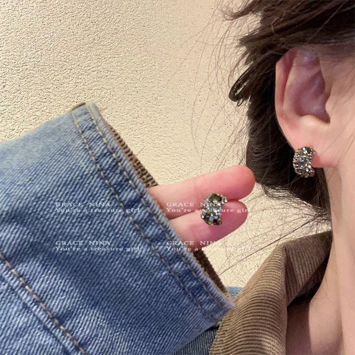 是春夏的颜色~爱心碎石流苏耳钉女小众设计感耳环ins气质甜美耳饰详情图8