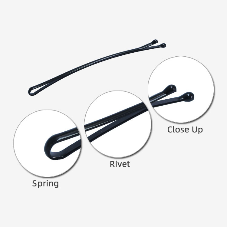 5cm green card black curved small hairpin, simple hairpin, women's broken hair one-piece clip, 2-yuan store hair fixing steel Specification image