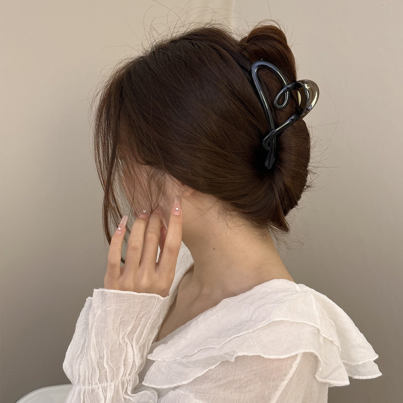 慧娴春季新款磨砂爱心发夹女韩版韩式高级感大号盘发抓夹时尚百搭 Specification image