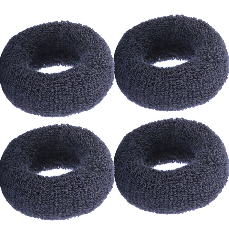 Thickened, seamless, trendy ponytail hair band, large Korean version, high-elasticity black bun hairstyle, towel band, leather band hair tie full image