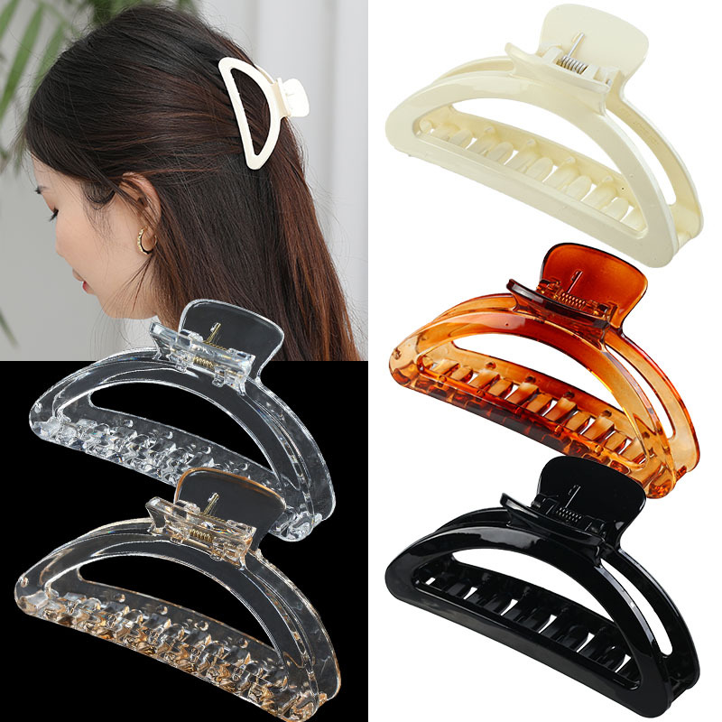 New PC material boutique hair clip, Instagram French semi-round grab clip, elegant geometric large back head shark clip full image