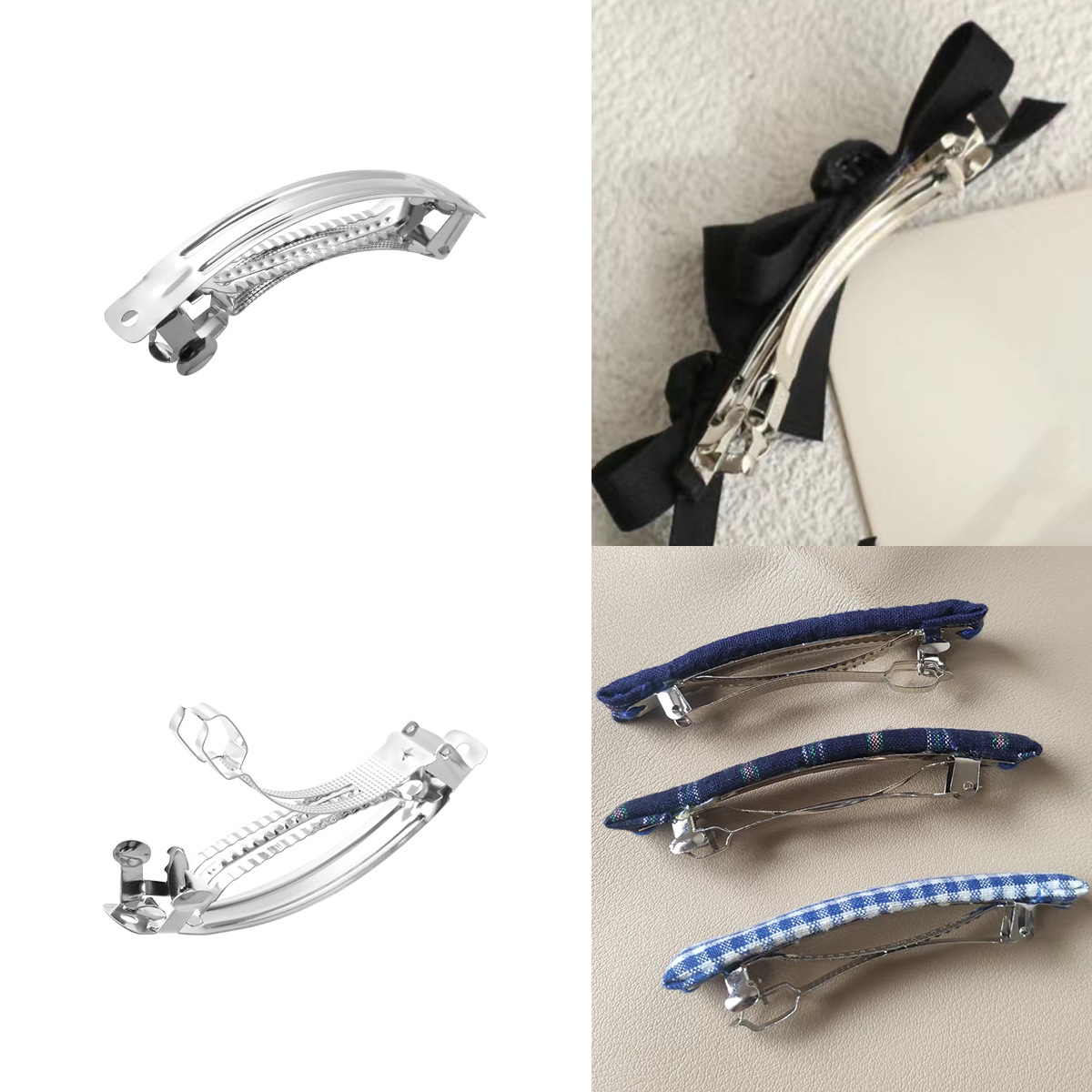 Spring clip 8cm wide arch, high-end silk fragrant cloud, handcrafted flower hair clip, bow spring hair clip diy full image