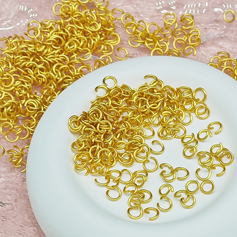 Color-preserving matte gold ancient method sand gold open ring necklace bracelet connection closed ring handmade diy accessory clasp Application Scenario