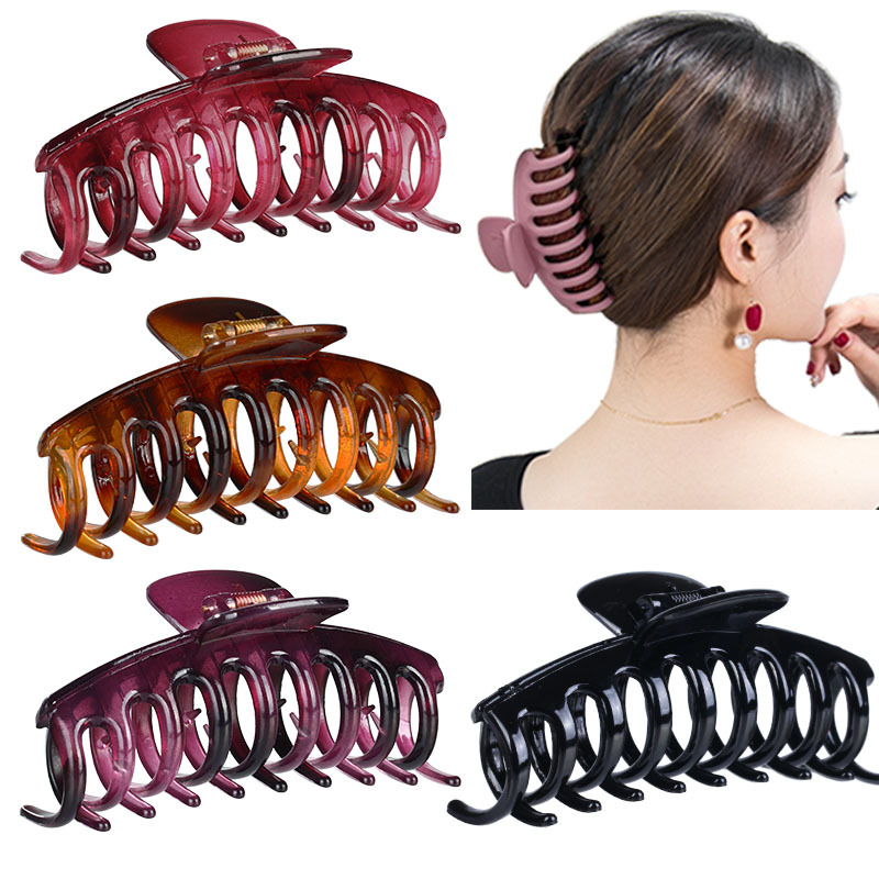 11CM keel large hair claw Amazon bestseller set, turtle shell color leopard print hair claw, Internet celebrity ponytail clip