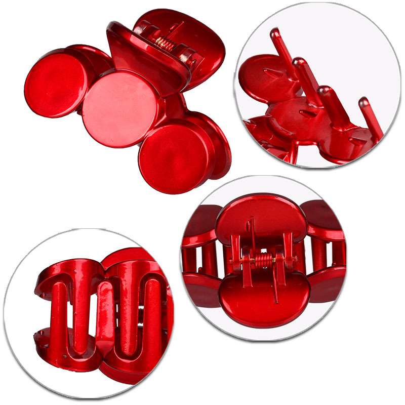Festival wedding hair accessories, red hair clips, festive grappling clips, updo ponytail clips, 7 cm three-and-a-half-circle medium-sized hair clips Specification image