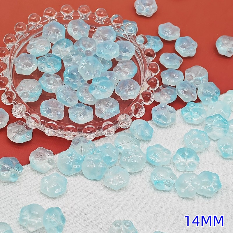 Wholesale of cute glass cat paw and bear paw gradient straight hole beaded material handcrafted DIY jewelry and hand necklace accessories undefined