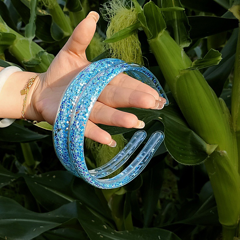 Sequined flowing sand transparent headband, children's headband wholesale new toothed anti-slip hair pressure girls' accessory hair accessory undefined