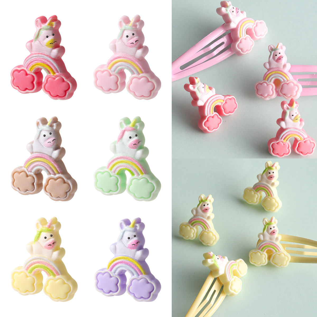 Wholesale of rainbow cartoon resin accessories, diy handmade materials, shoes, flowers, hats, cream glue, stationery patches full image