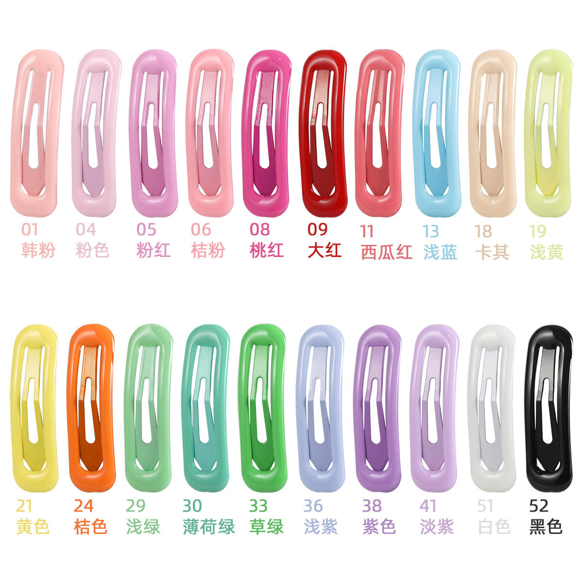Korean-style simple and colorful children's hair clips with paint drops, 5cmbb clips, bangs clips, popular water drop clips, and metal edge clips full image