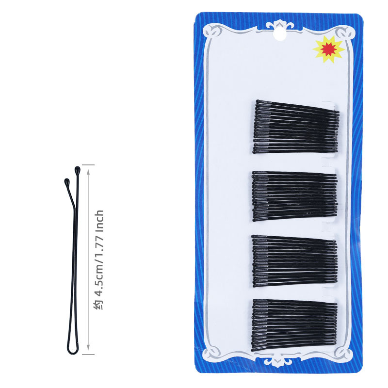 Yiwu wholesale black straight clips, 5cm and 6cm blue card steel clips, baked paint plate hair clips, hair accessories, 2-yuan store hair clips details Picture