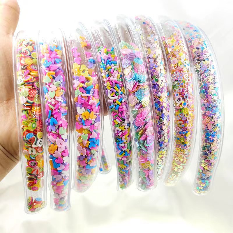 Sequined flowing sand transparent headband, children's headband wholesale new toothed anti-slip hair pressure girls' accessory hair accessory Specification image