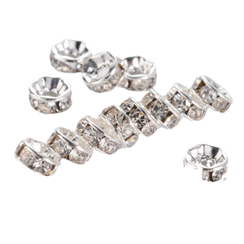 4mm/6mm/8mm diamond ring copper diamond-encrusted spacer beads and spacers with diamond spacers, diy handmade jewelry accessory bracelet materials Item Picture