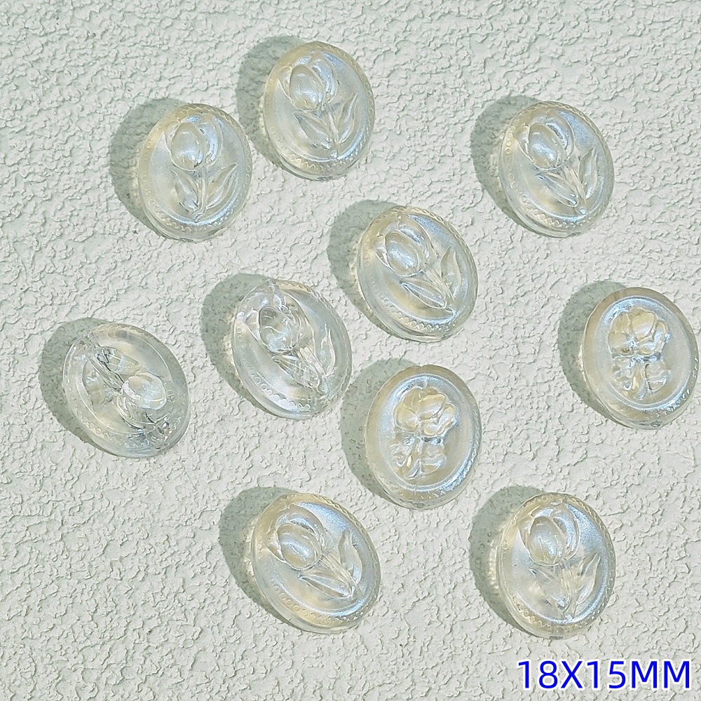 15x18mm oval glass flower brand glass rose through-hole beaded diy handmade necklace and bracelet material accessories undefined