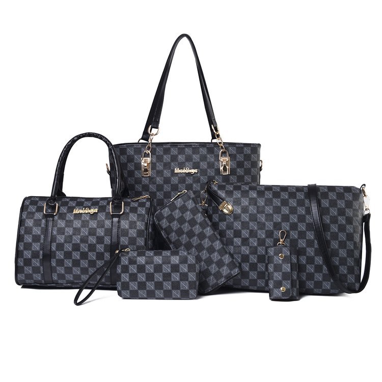 European and American style women's bag, printed handbag, large-capacity tote bag, commuter bag, single-shoulder crossbody bun, mother bag, six-piece set Item Picture