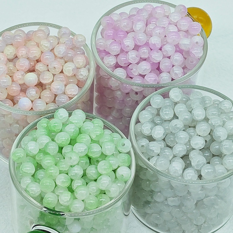 6mm jade broken glass beads, new ice-cracked beads, fresh and sweet diy accessories, fashionable scattered beads bracelet, small round beads full image