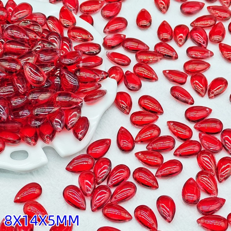 8x14mm glass accessory water drop pendant, flat water drop diy jewelry accessory pendant hole, ancient-style material scattered beads undefined