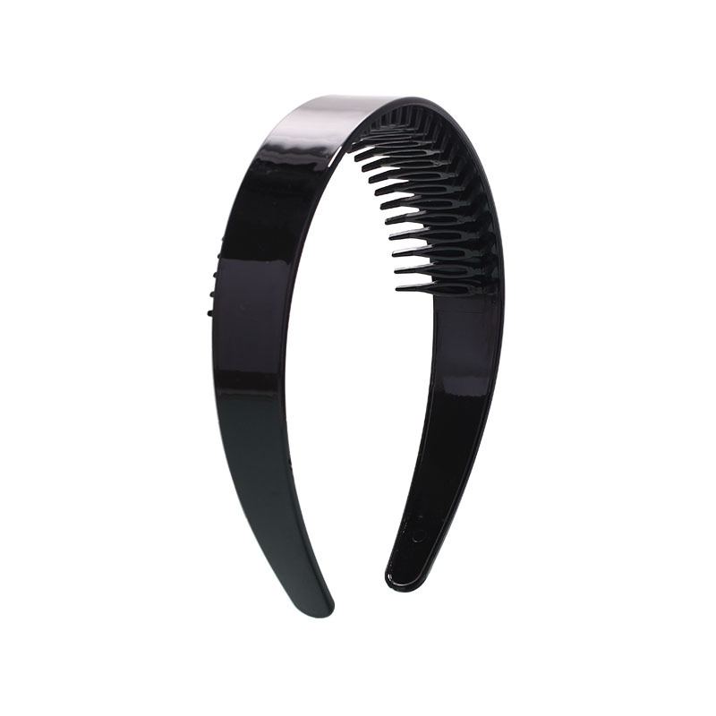 Korean wide hairband 2.5CM, toothed hairpin, comb teeth, black headband wholesale, ladies' spray-painted DIY fabric headband details Picture