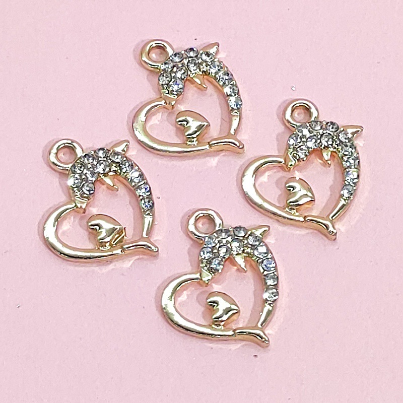 14k gold and diamond-encrussed pendant, DIY jewelry accessory, bracelet, necklace, beaded accessory, cartoon alloy dot diamond pendant undefined