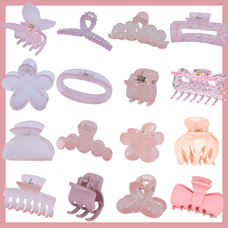 Autumn new arrivals: Cherry blossom pink hair clips, women's matte grabbers, fresh and versatile shark clips, hair grips, and hair accessories wholesale details Picture