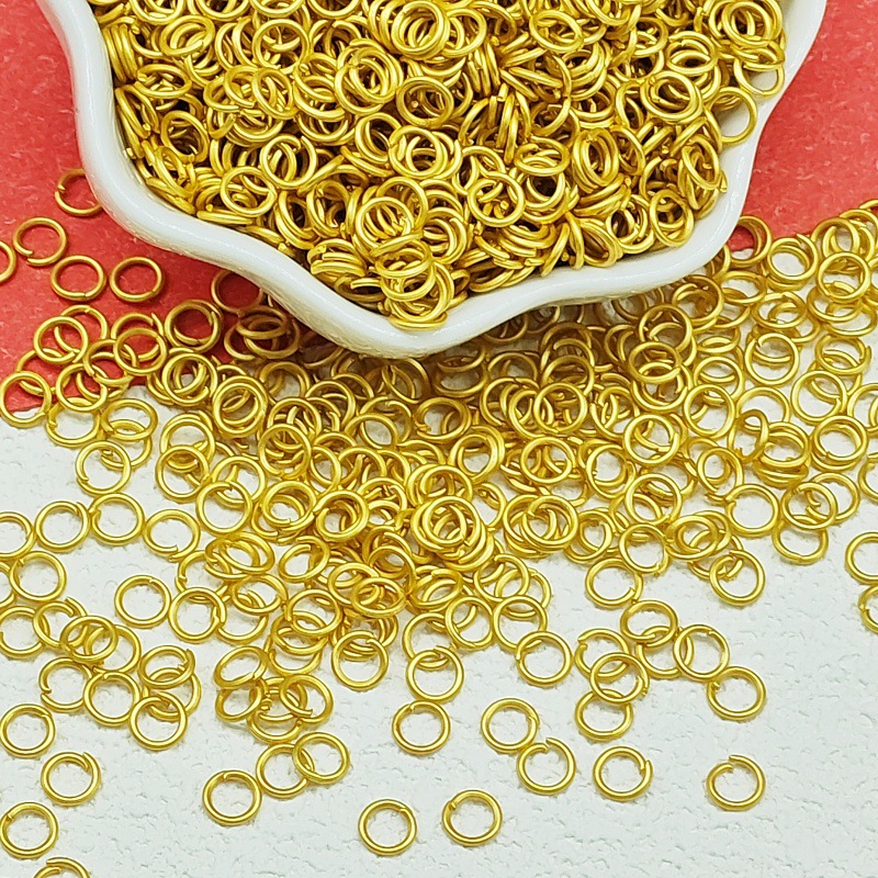 Color-preserving matte gold ancient method sand gold open ring necklace bracelet connection closed ring handmade diy accessory clasp Specification image