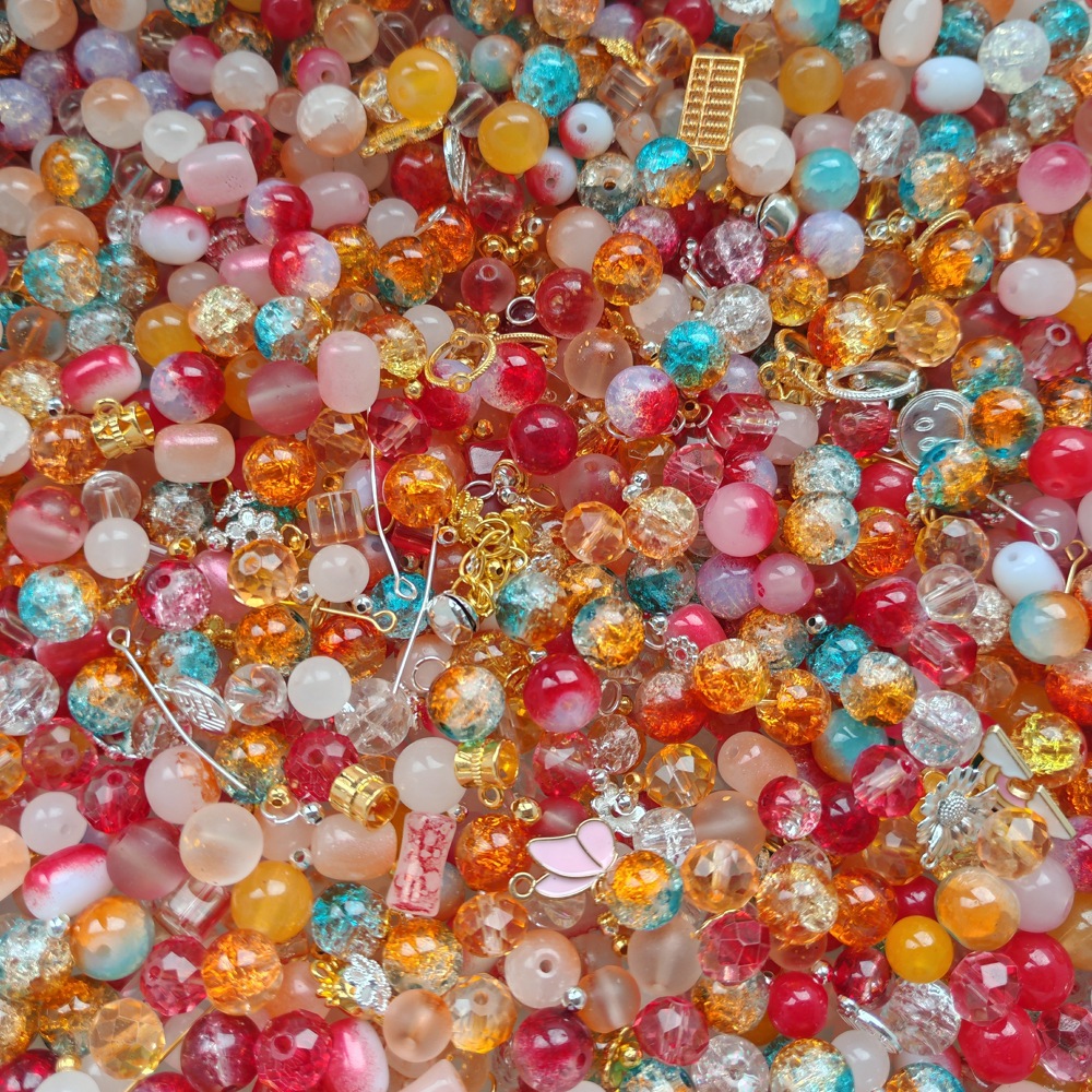 Weigh the scattered beads by jin (4-10MM), mixed color glazed beads, peach blossoms, starry sea, purple Qi Coming from the East, mixed beads undefined