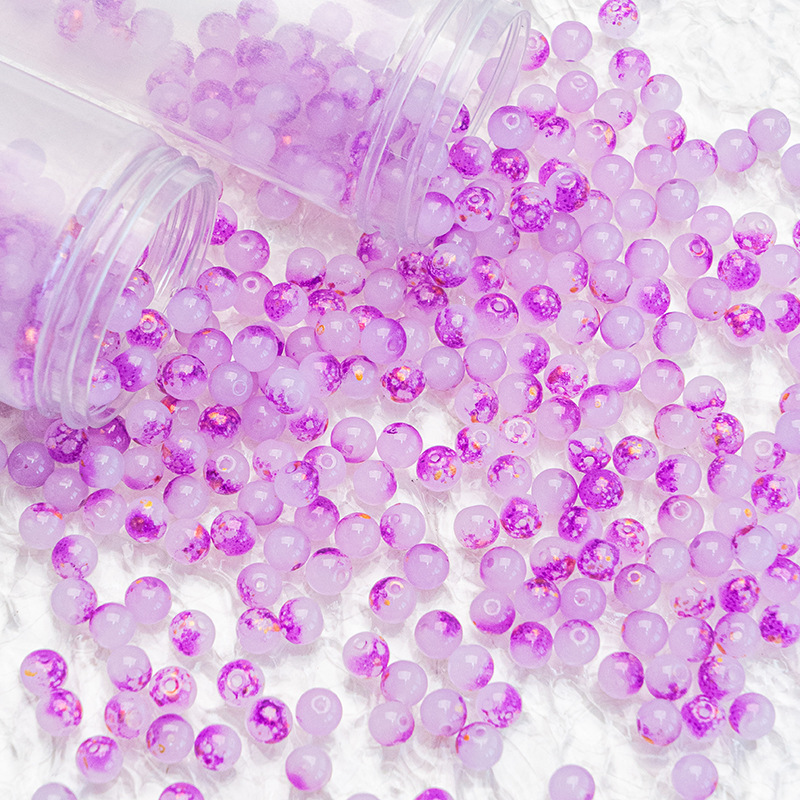 Wholesale of 8mm - 10mm jade material, ink-wash gold-sprinkled glazed glass beads, loose beads, hand-strung beads, DIY jewelry accessories materials undefined