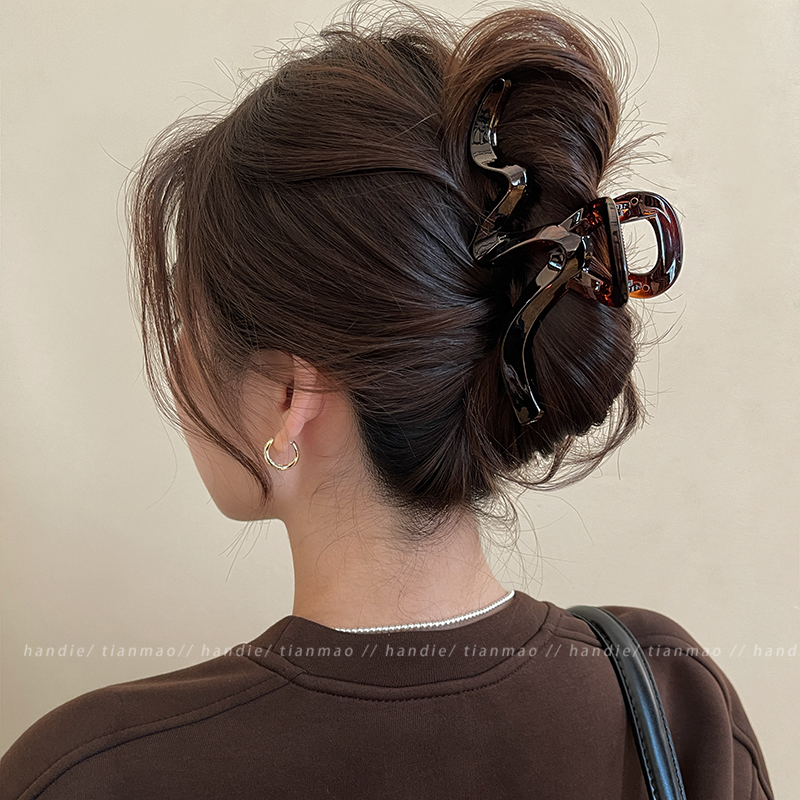 Amber wave hair clip for women 2025 new high-end style, large hair volume, shark clip for the back of the head full image