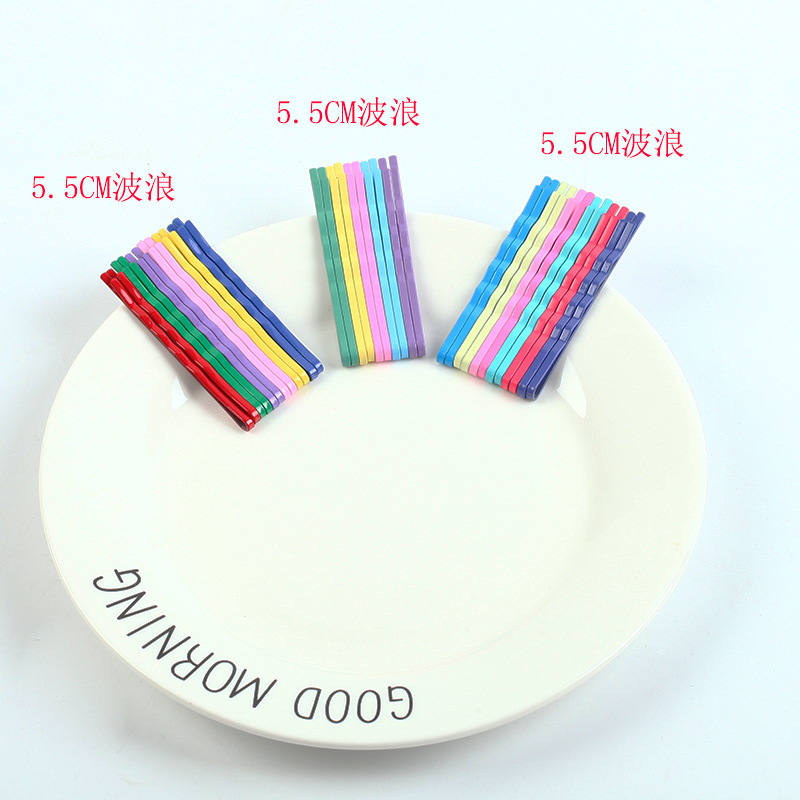 5.5cm popular color steel clips for updo hair, straight clips, candy-colored small hair clips, rainbow bangs clips, 50 pieces per pack details Picture