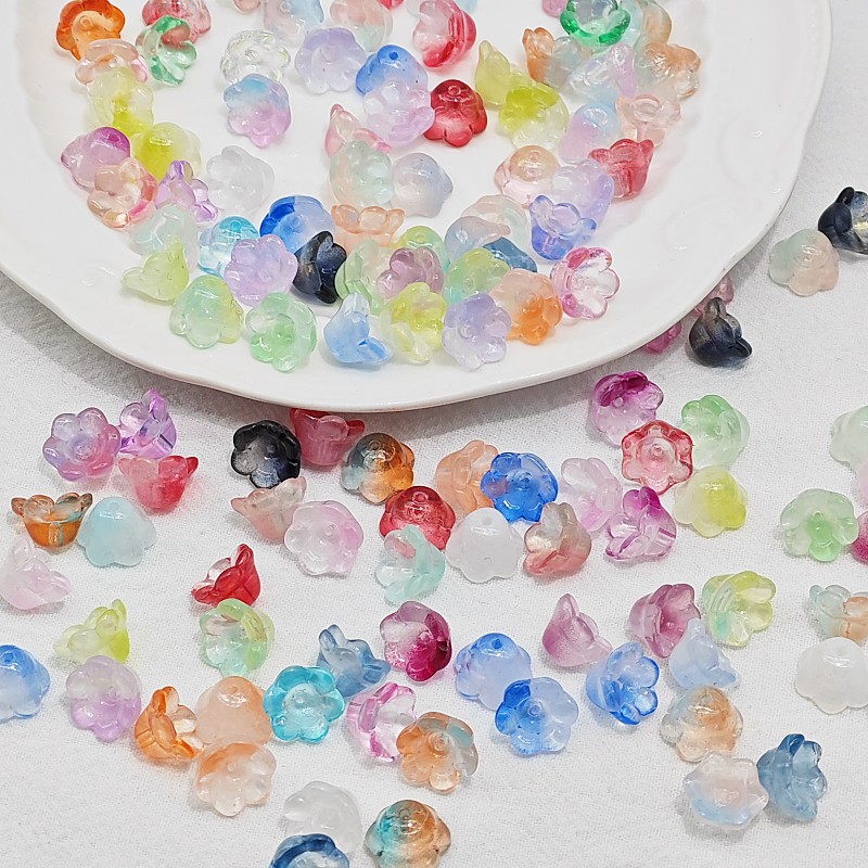 7x12mm glass beads, lily of the valley scattered beads, campanula flower buds, bell flower, diy jewelry, hairpin, beading material details Picture