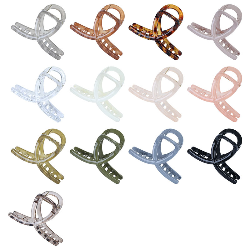 Korean version leopard print acetate fish tail clip, sweet and elegant, scratch-off plate, hair clip, hair accessory, new women's cross ponytail clip set details Picture