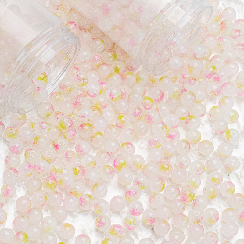 Wholesale of 8mm - 10mm jade material, ink-wash gold-sprinkled glazed glass beads, loose beads, hand-strung beads, DIY jewelry accessories materials undefined