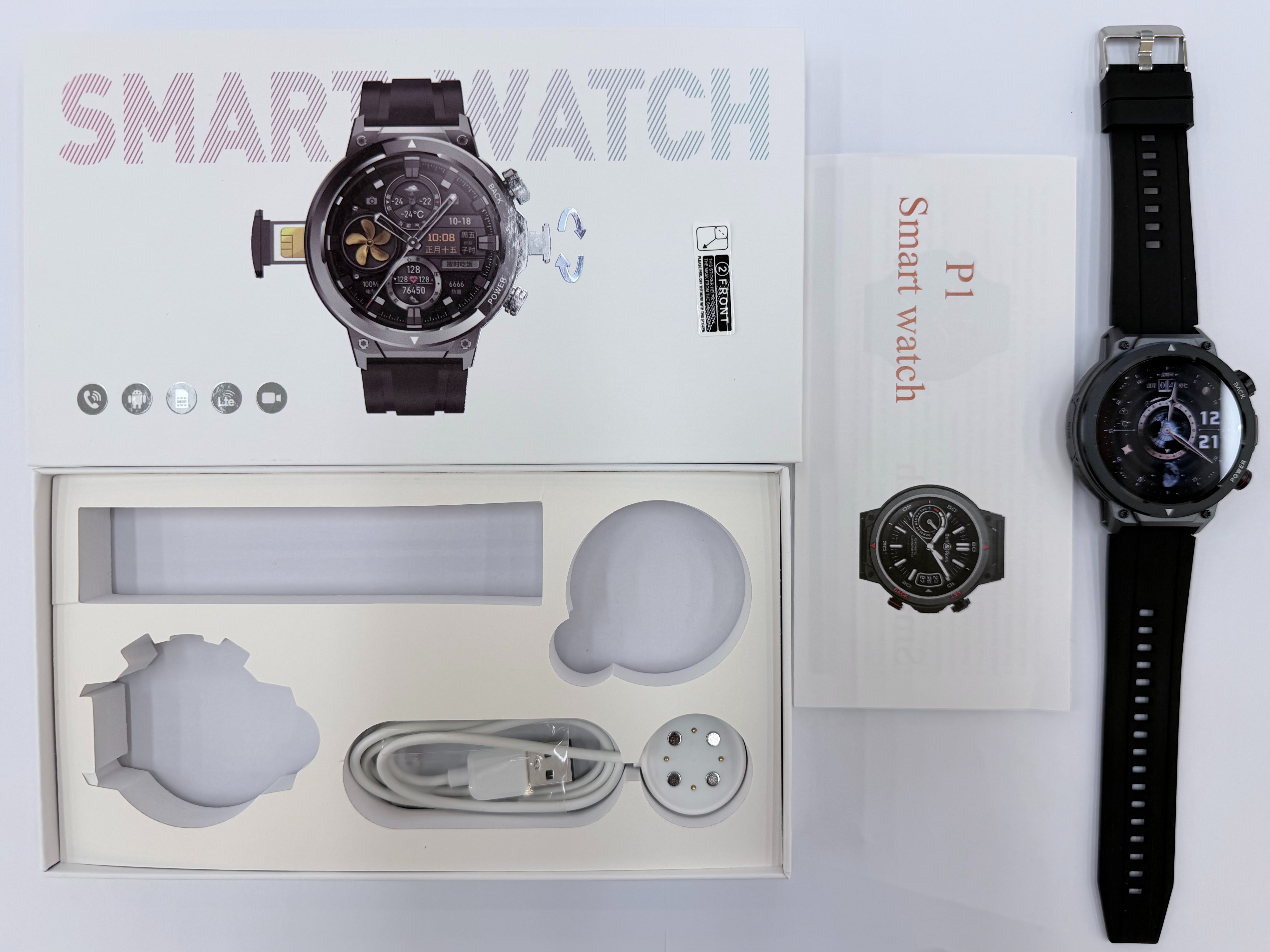 The P1 Chinese version supports independent SIM card calls, allows for photo and video recording, and enables users to log in to wechat to send messages and make video calls. The 5G card-inserting smartwatch is suitable for teenagers to use as a smart card-inserting phone watch