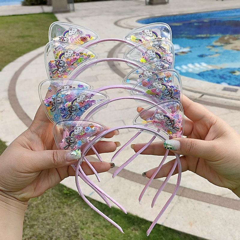 Cat ear headbands, hair clips, headwear, children's headwear, hair bands, kids' crowns, princess heads, girls' rabbit ears details Picture
