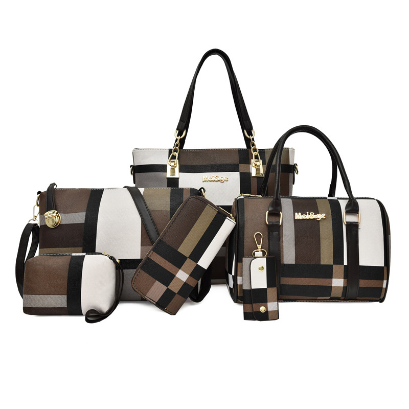 2024 New six-piece set of mother and child bags, women's bag with bone texture, European and American style, single-shoulder crossbody handbag, factory direct sales undefined