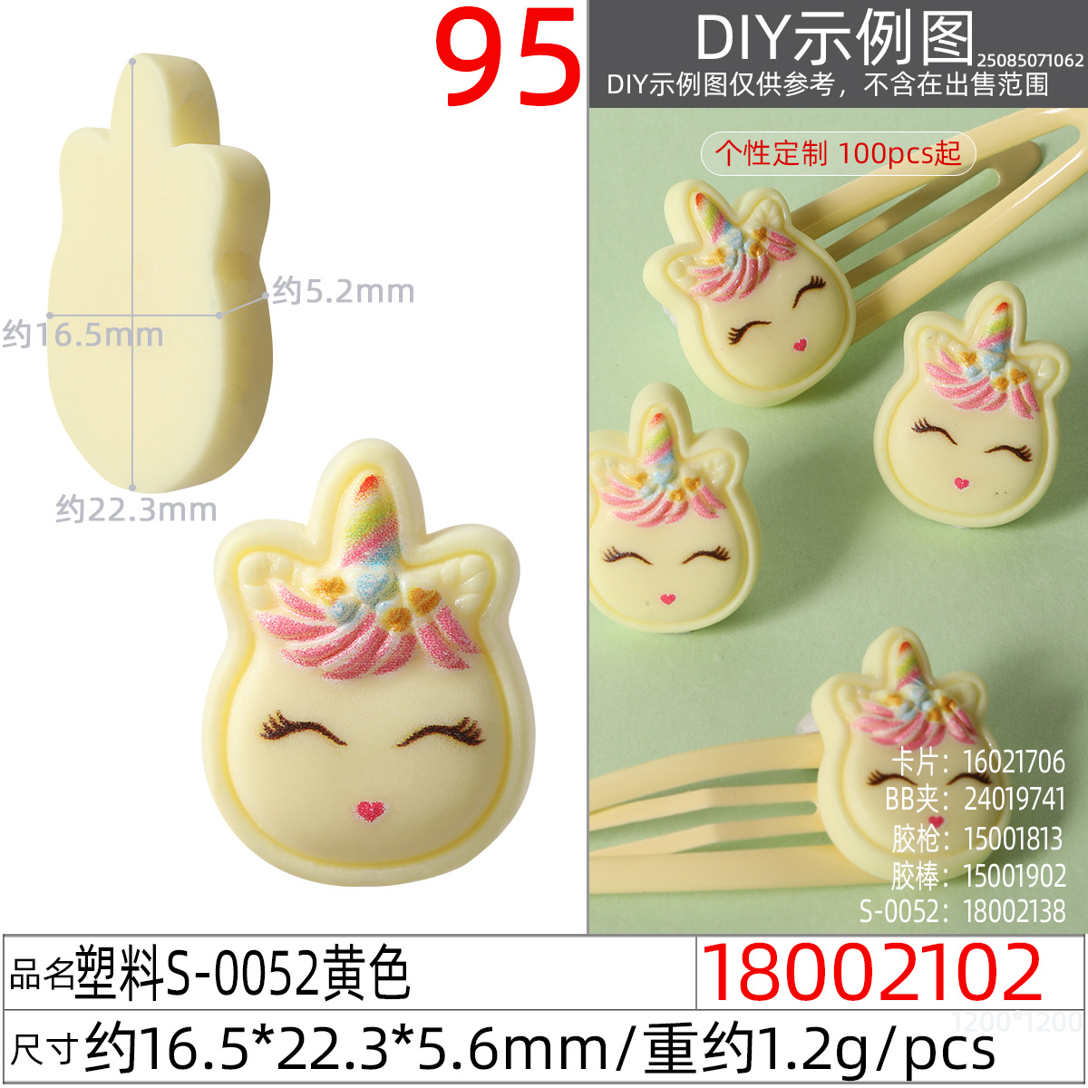 Plastic material cartoon unicorn accessories, cream phone case diy material, hair accessory slime diy accessories Application Scenario