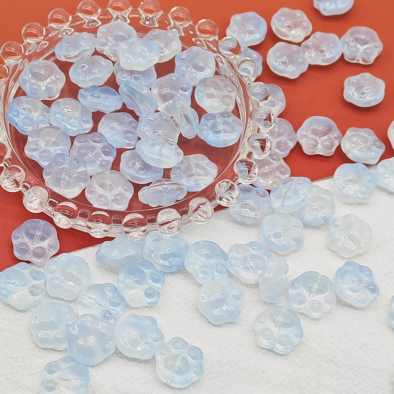 Wholesale of cute glass cat paw and bear paw gradient straight hole beaded material handcrafted DIY jewelry and hand necklace accessories details Picture