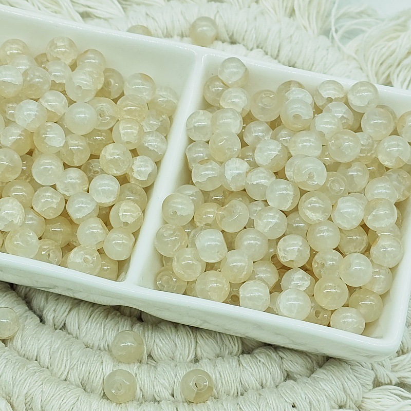 6mm jade broken glass beads, new ice-cracked beads, fresh and sweet diy accessories, fashionable scattered beads bracelet, small round beads undefined