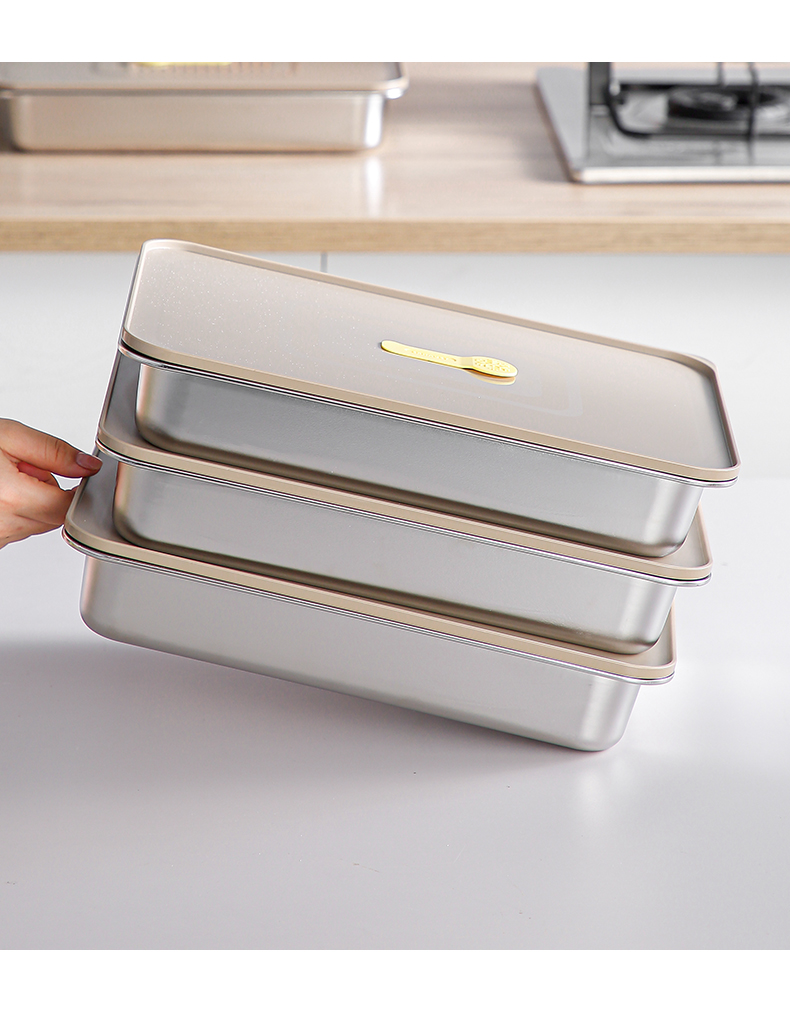 【CL】25Q4#6929-6931 Stainless steel dumpling box with wavy bottom (3300ml) 3.3L black/khaki clear pic 16
