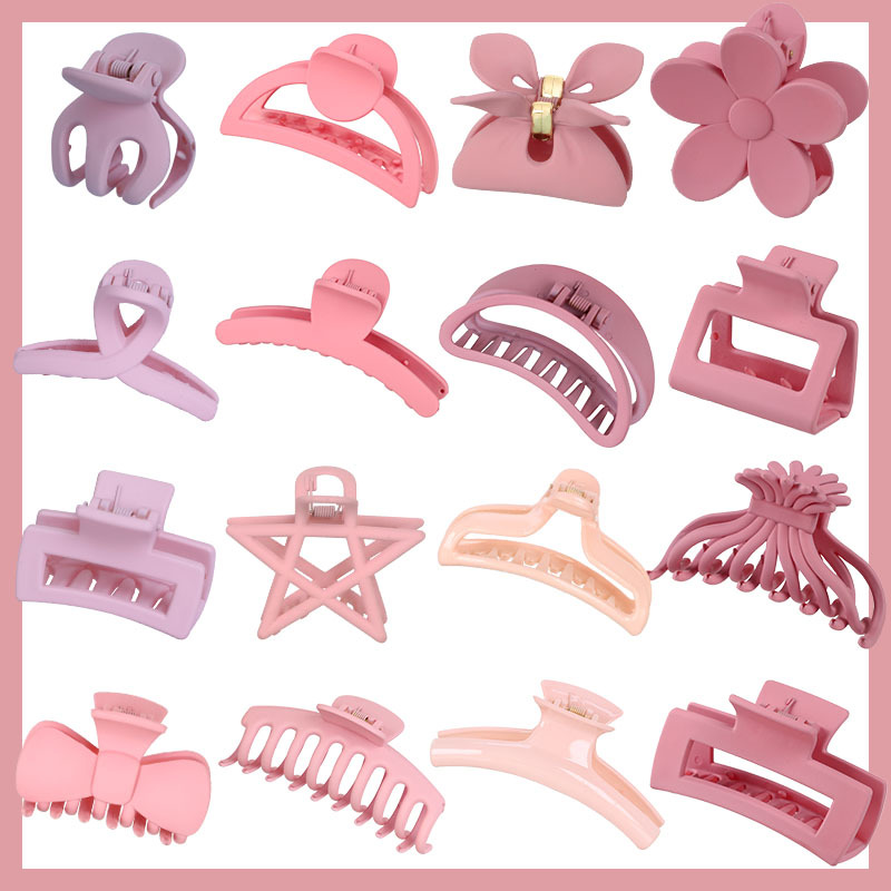 Autumn new arrivals: Cherry blossom pink hair clips, women's matte grabbers, fresh and versatile shark clips, hair grips, and hair accessories wholesale full image