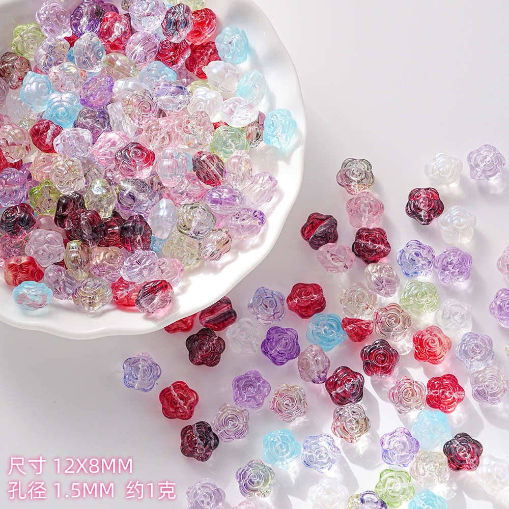 Wholesale of new glass rose, pointed flower, handcrafted beaded DIY bracelets, necklaces, hairpins, accessories and materials undefined