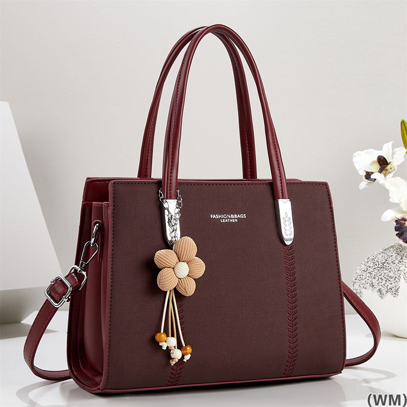 Blue leather bag set, document bag, shoulder bag, handbag, handle, pearl outer wrap Item Picture