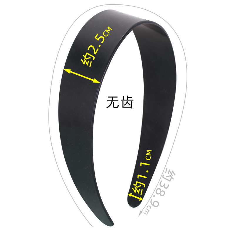 2.0 Glossy black base hair band with arc, black and white fabric headband, diy handcrafted hair accessory and headwear accessory Specification image