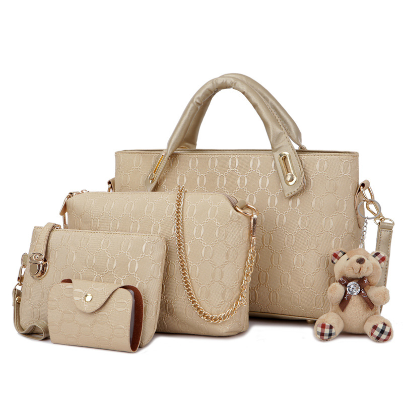 Women's bag 2023 European and American four-piece set mother-and-child bag Large capacity single-shoulder hand-carry crossbody bag manufacturer wholesale embossed design undefined