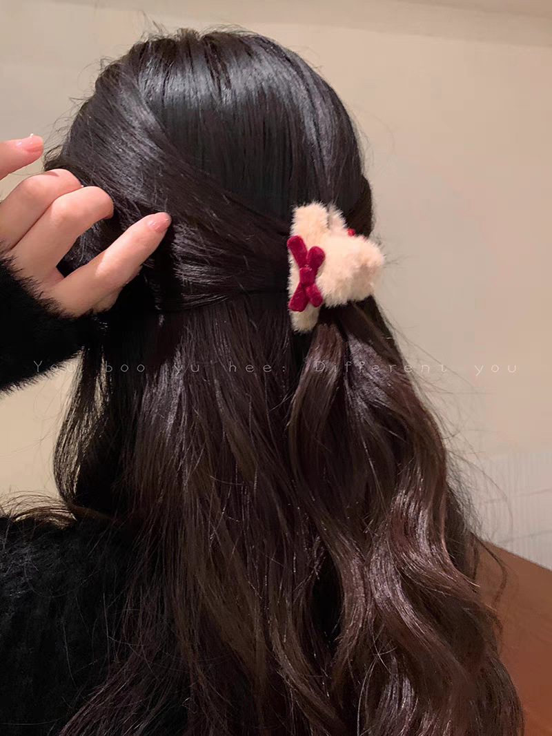 Plush red apple hair clips, large duckbill clips at the back of a woman's head, updo bangs clips, cute hair accessories wholesale undefined