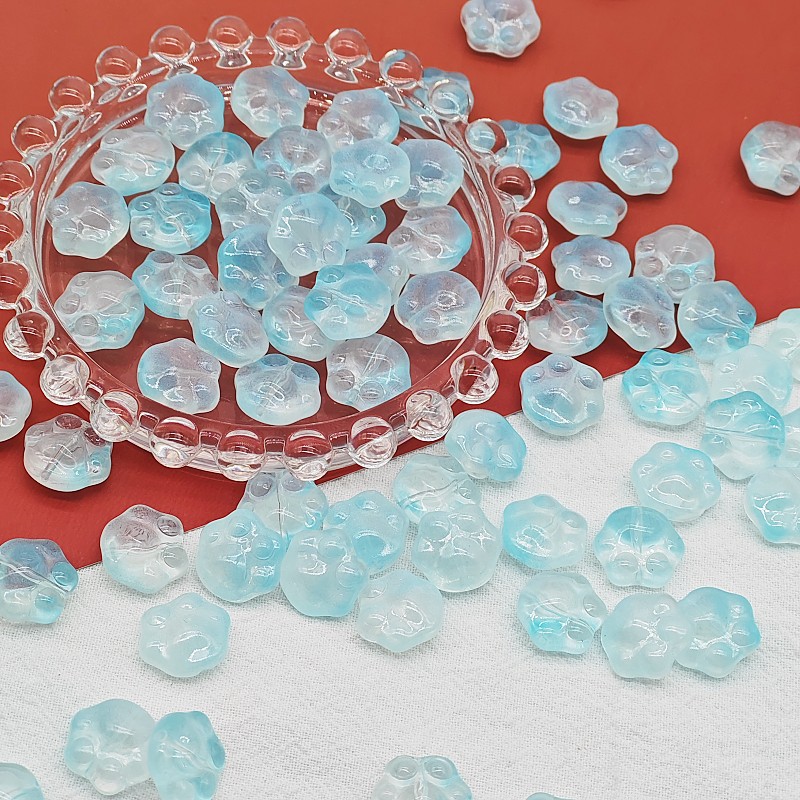 Wholesale of cute glass cat paw and bear paw gradient straight hole beaded material handcrafted DIY jewelry and hand necklace accessories Specification image