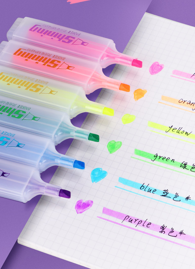 Bok Student Notes Highlight Fluorescent Marker Pen Set, Large Capacity Colored Planner Pen, Candy-colored Fluorescent Pen pic 4
