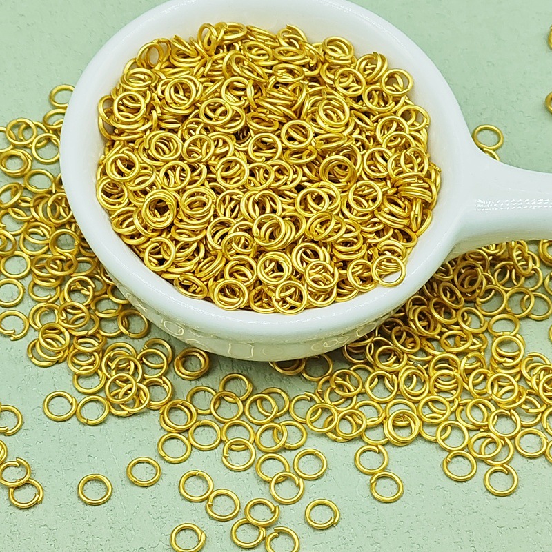 Color-preserving matte gold ancient method sand gold open ring necklace bracelet connection closed ring handmade diy accessory clasp undefined